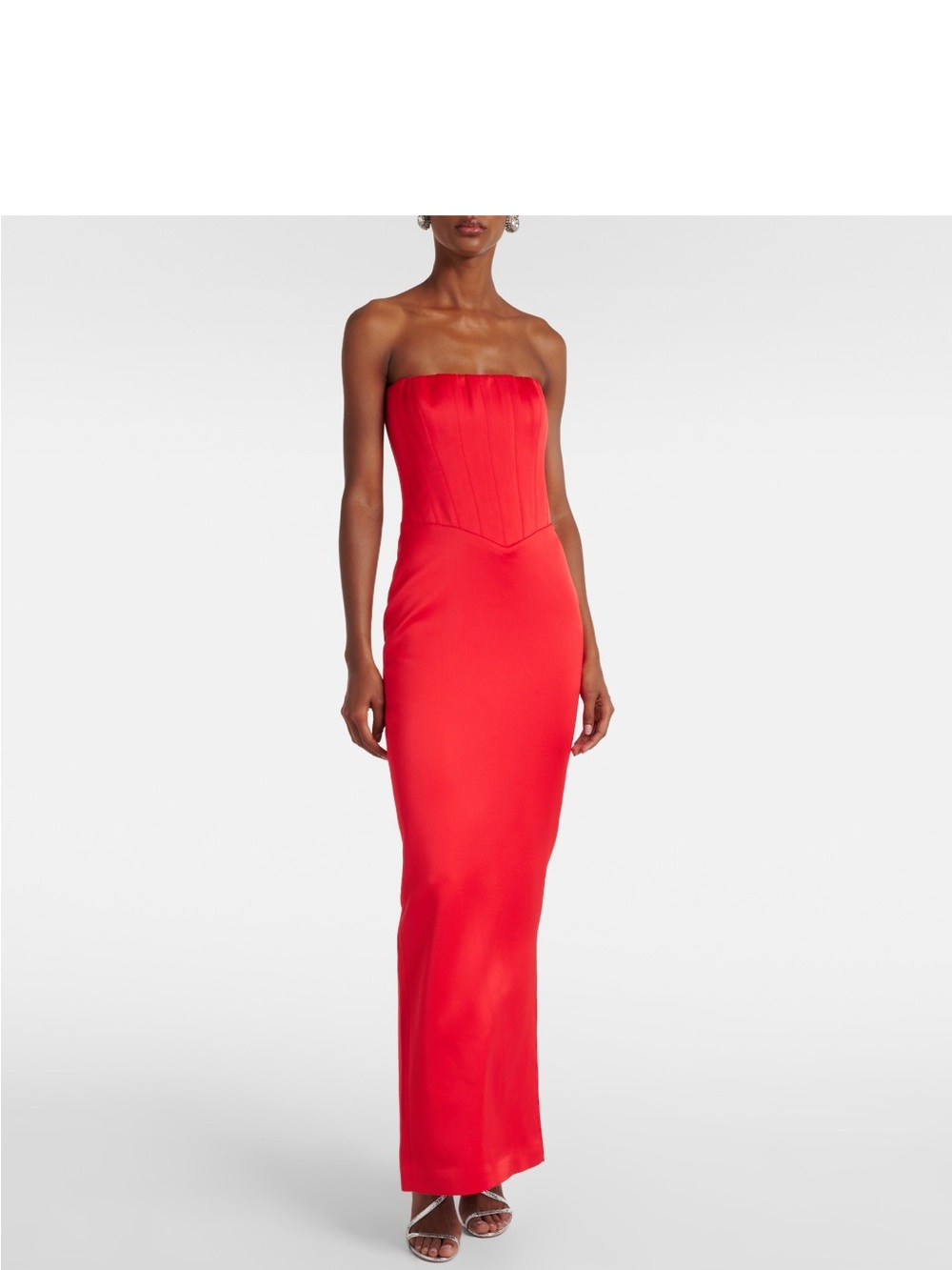 Red Strapless Column Gown